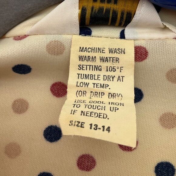 VTG 70's Kokobay By Eccobay Medium Polka Dot Button-Up Shirt Dagger Collar - Picture 6 of 14